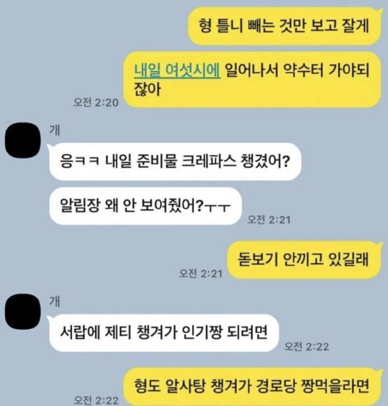 Kakaotalk of the Zagangducheon brothers