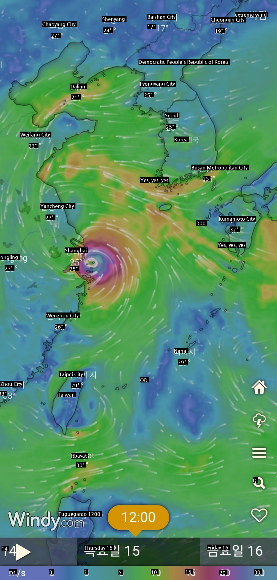 The typhoon's course has been modified