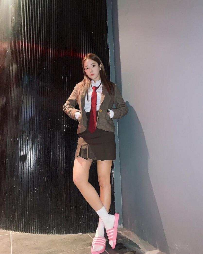 38-year-old Sandara Park in school uniform