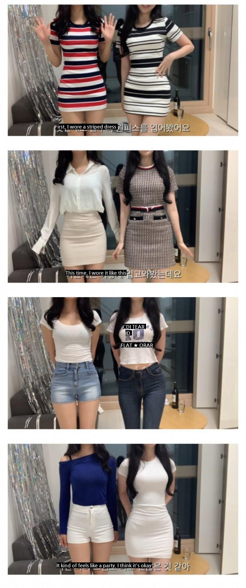 Female YouTuber trying on home party outfits