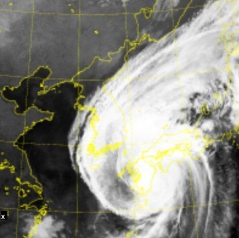 the typhoon-covered Korean Peninsula