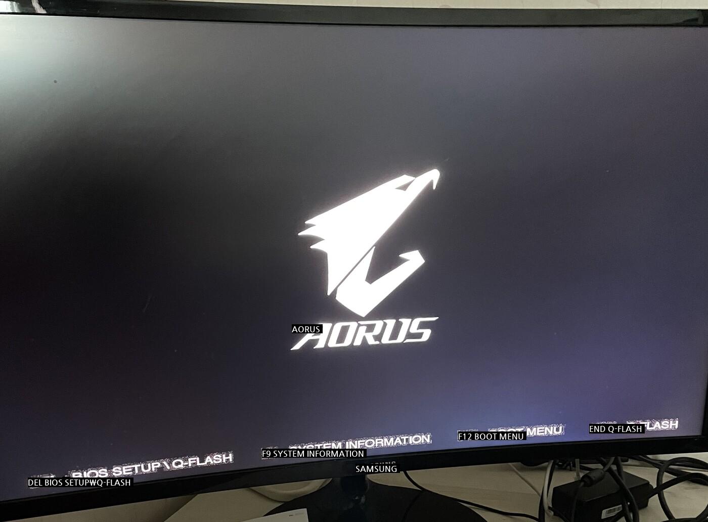 It's not moving on to the gigabyte bios screen Keyboard input failed