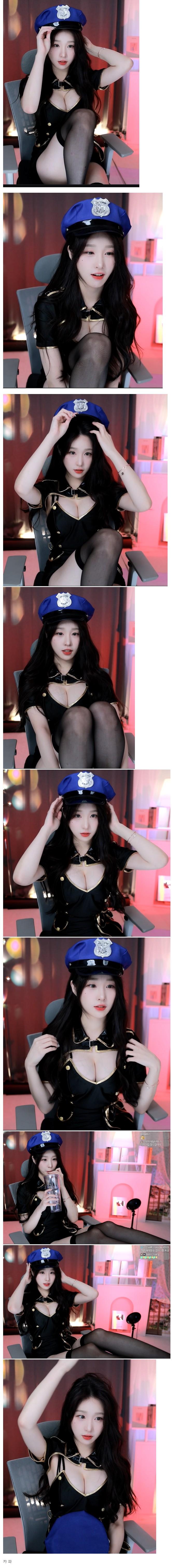 A bold mid-air opening with a female police cap