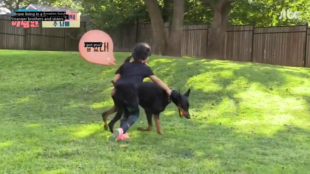 Choo Shin-soo's Daughter Makes Doberman Tired