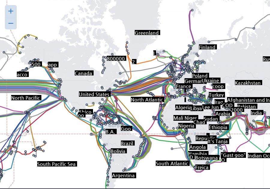 an undersea optical cable map