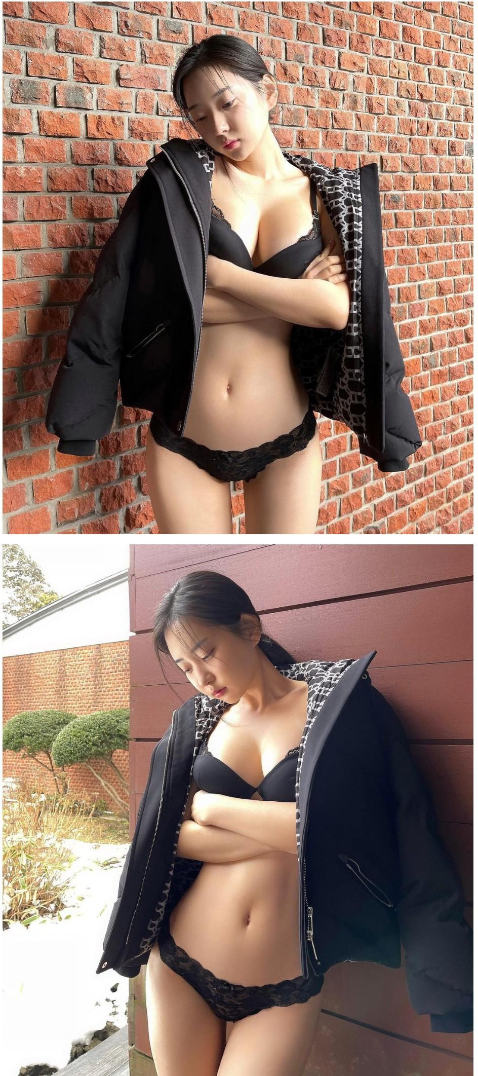 Shin Jaeeun's underwear is exposed outdoors