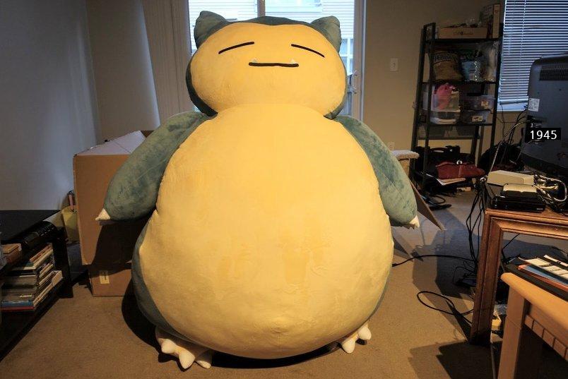 a fan who bought a giant Snorlax doll