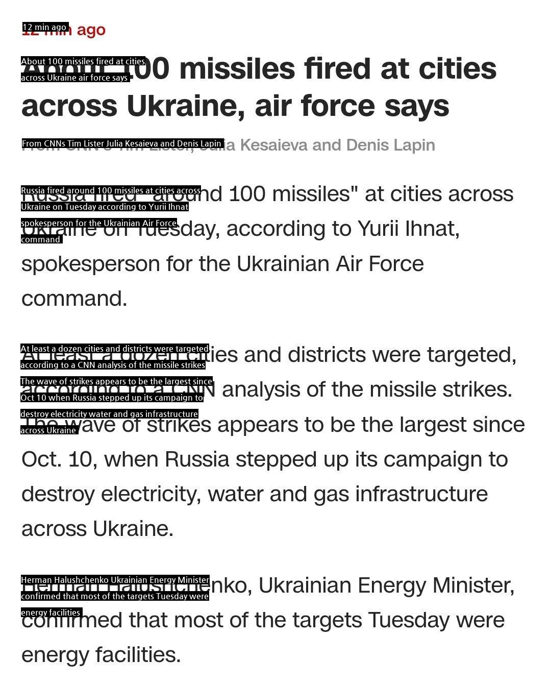 Russia drops 100 missiles across Ukraine