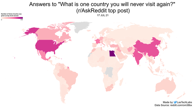 A map of the country I don't want to visit again