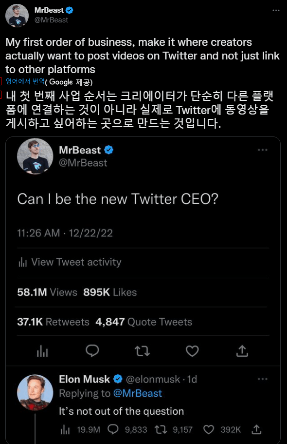 100 million subscribers seeking the position of Twitter CEO who received Elon Musk's reply.jpg