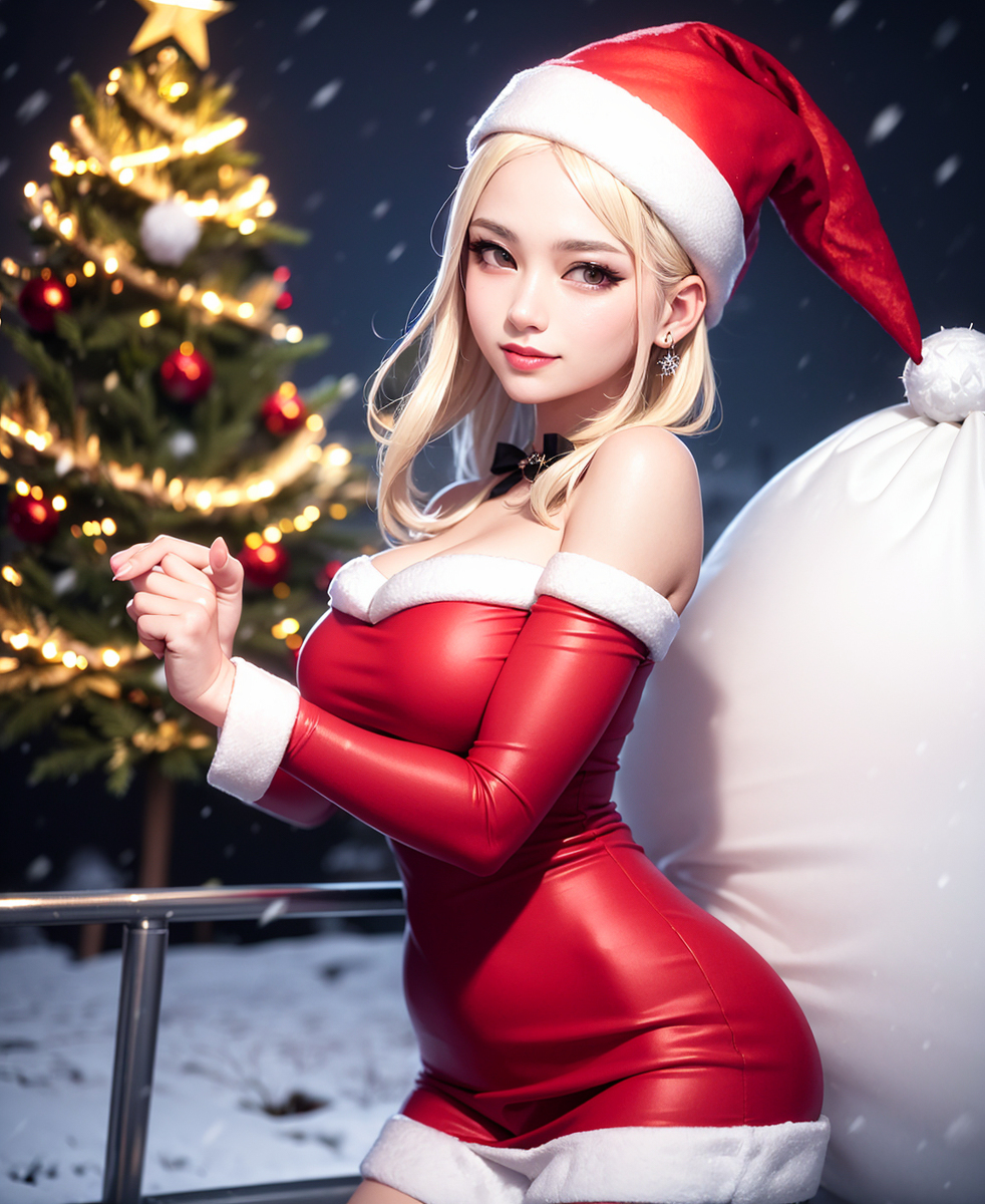 AI, draw it with Santa girl concept.