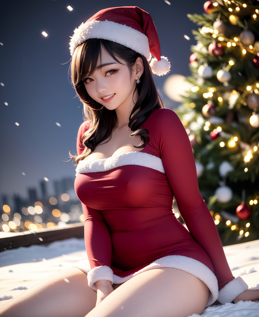 AI, draw it with Santa girl concept.