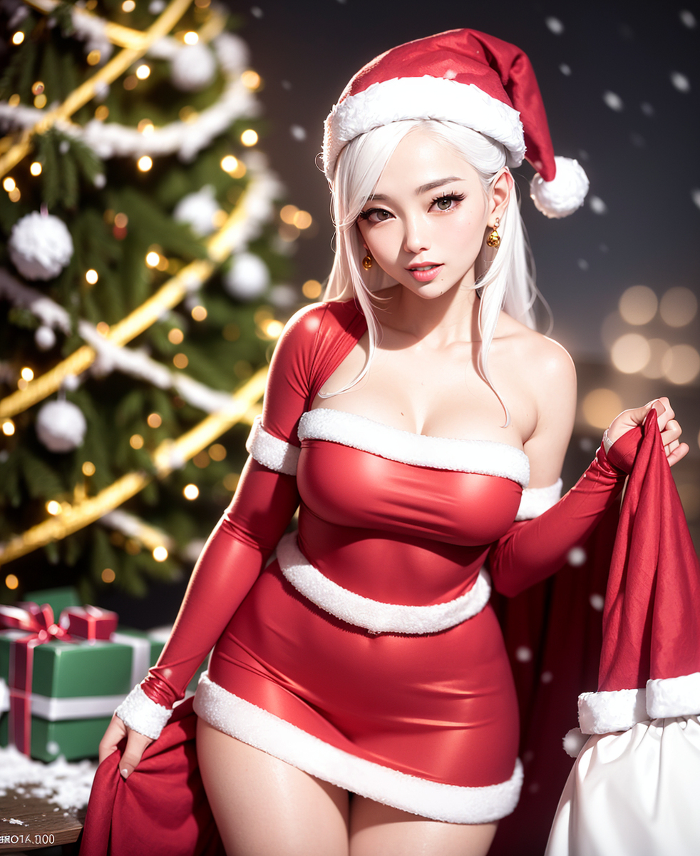 AI, draw it with Santa girl concept.