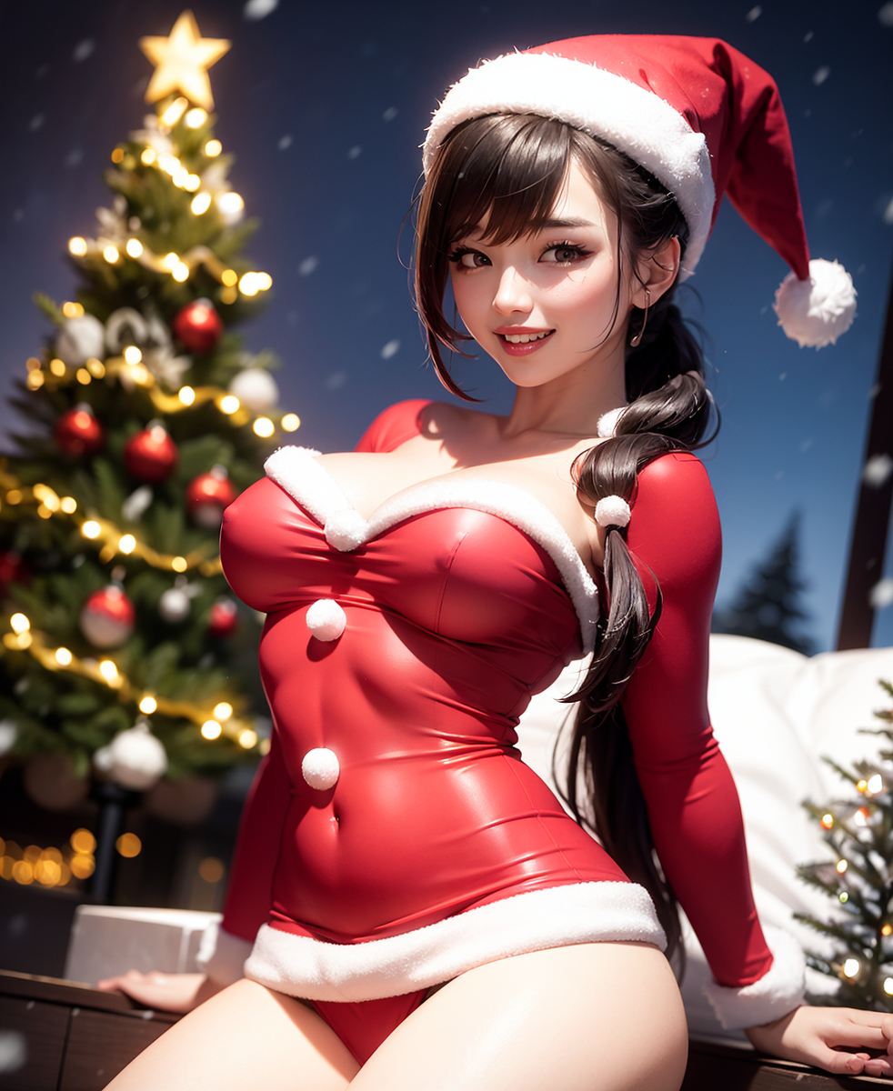 AI, draw it with Santa girl concept.