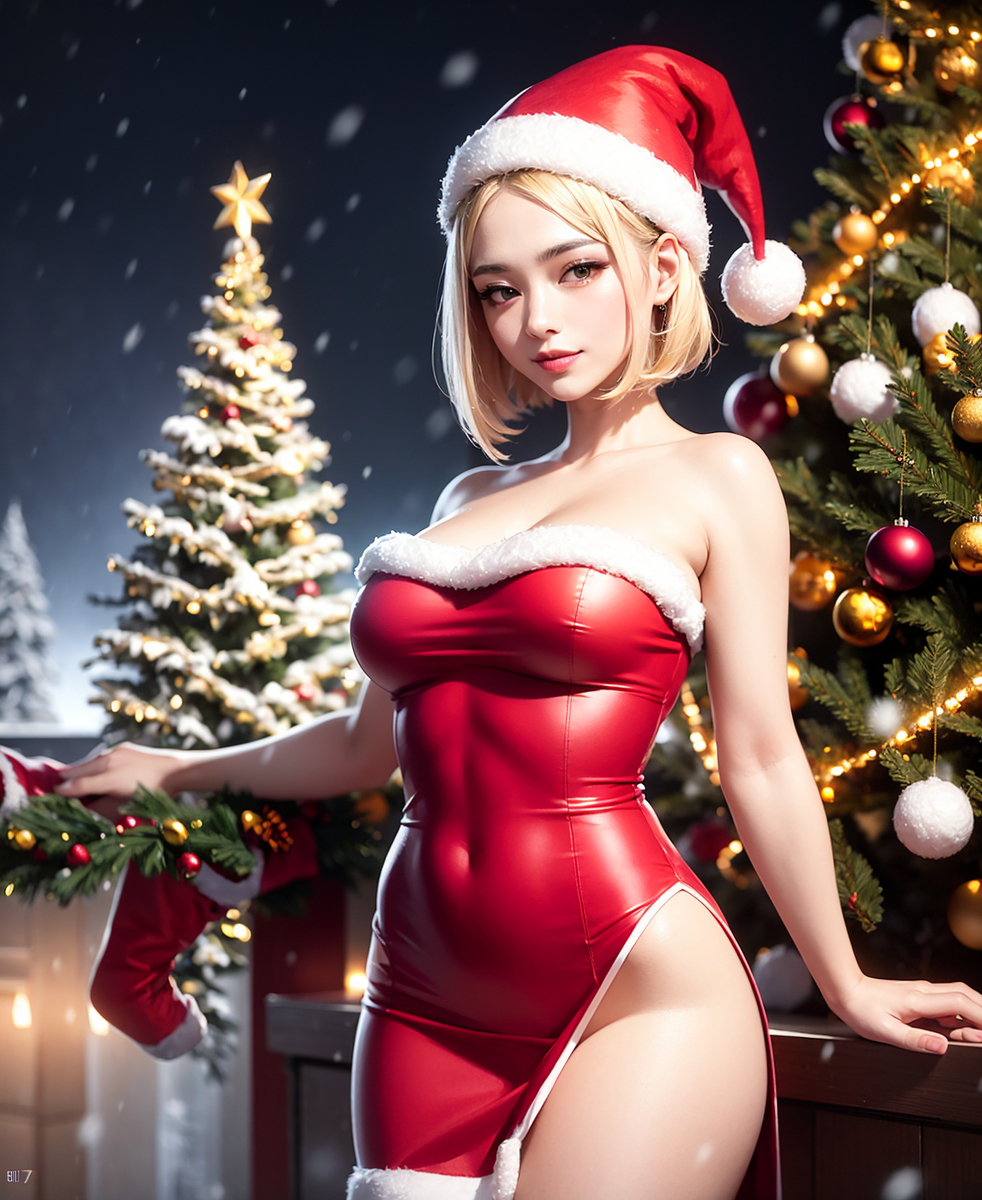 AI, draw it with Santa girl concept.