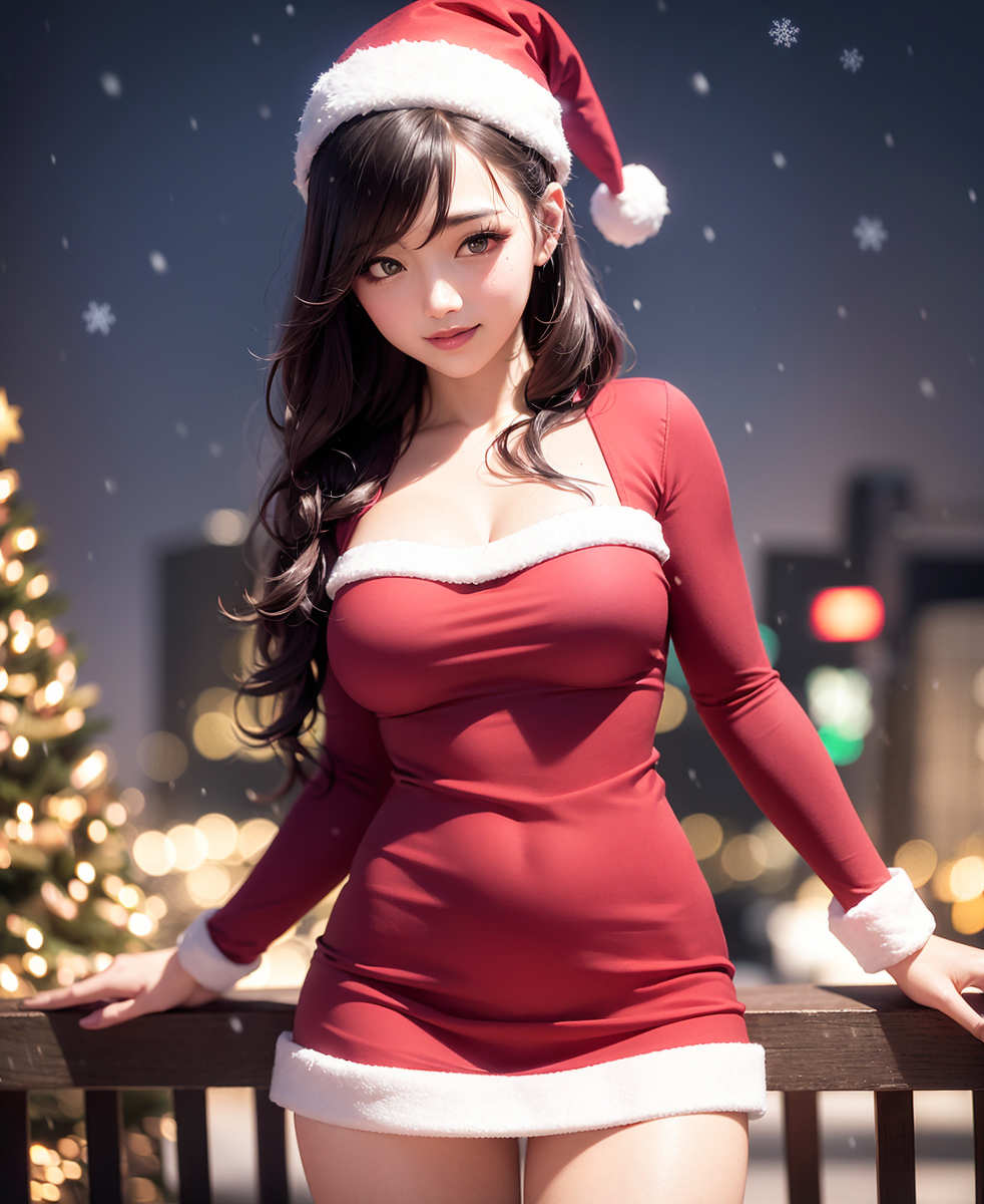 AI, draw it with Santa girl concept.