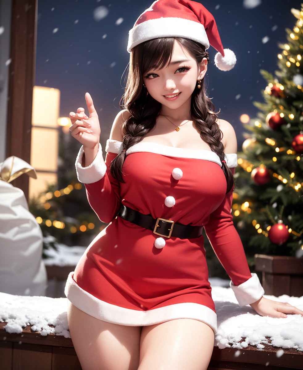 AI, draw it with Santa girl concept.