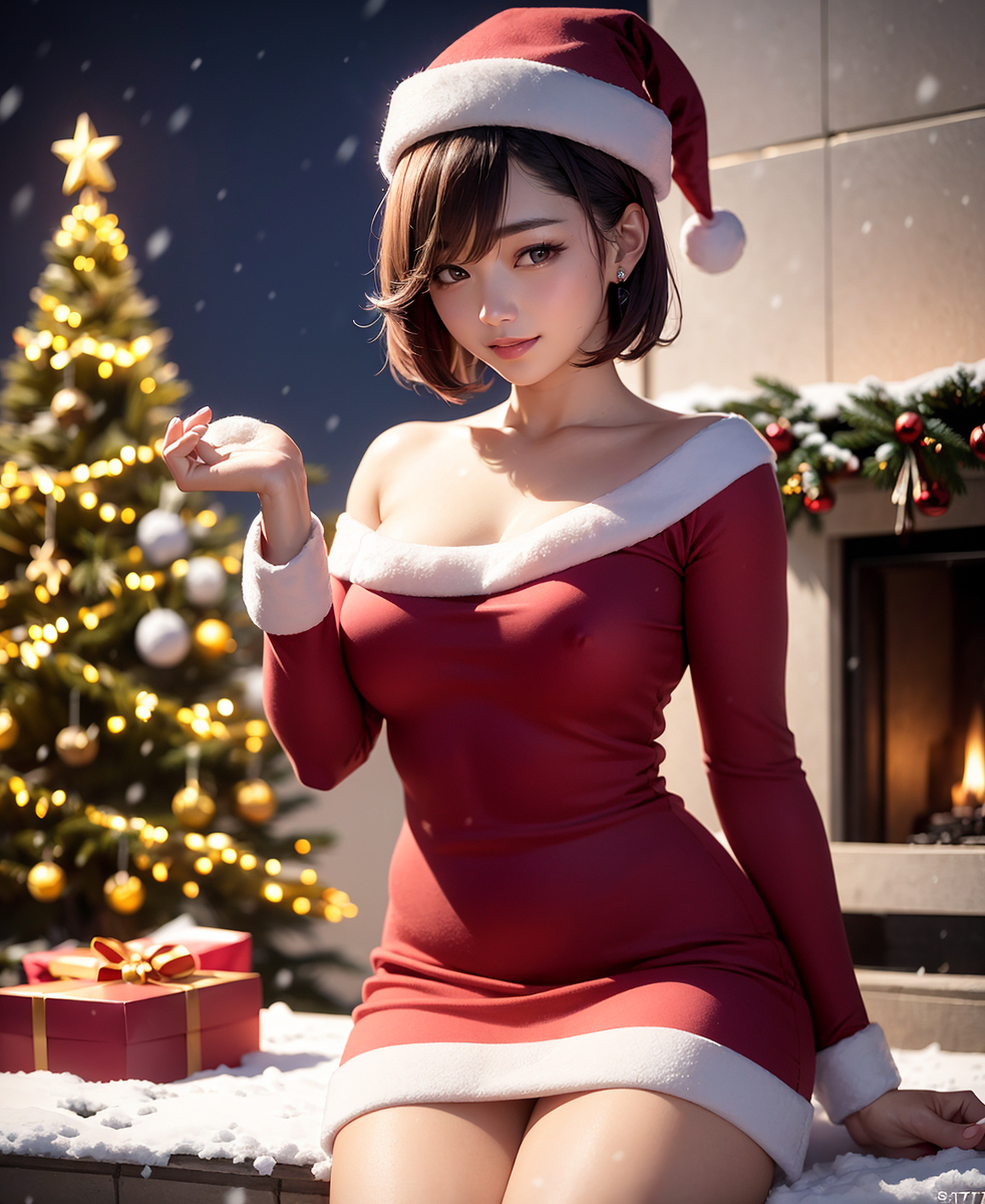 AI, draw it with Santa girl concept.