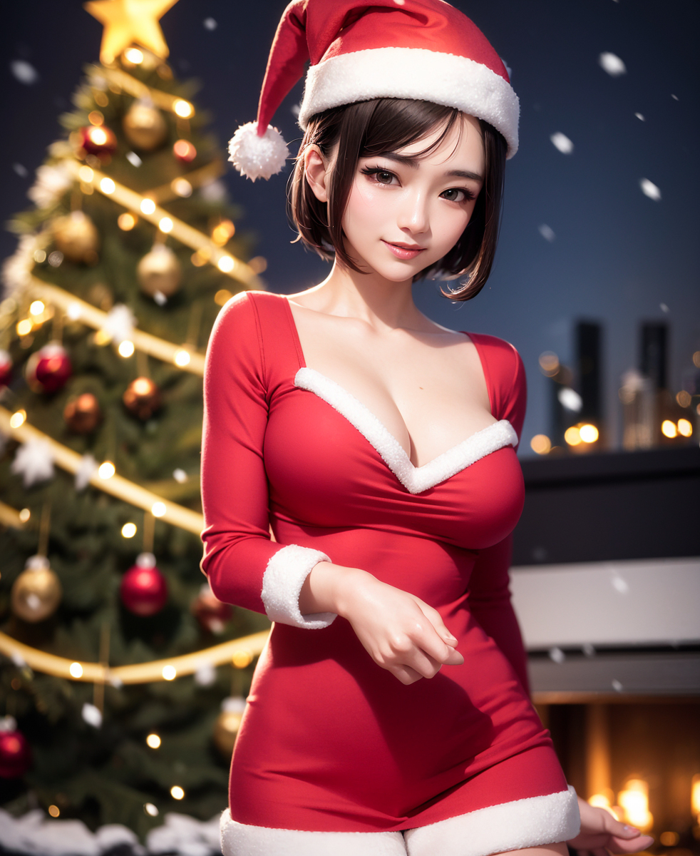 AI, draw it with Santa girl concept.