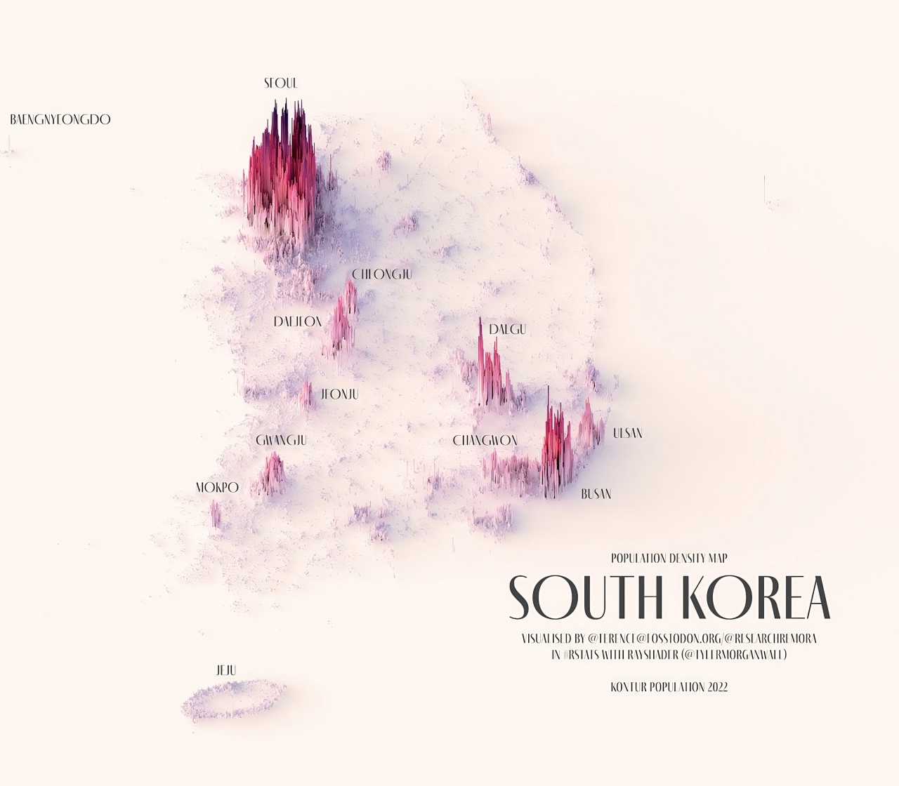 Population density map of South Korea