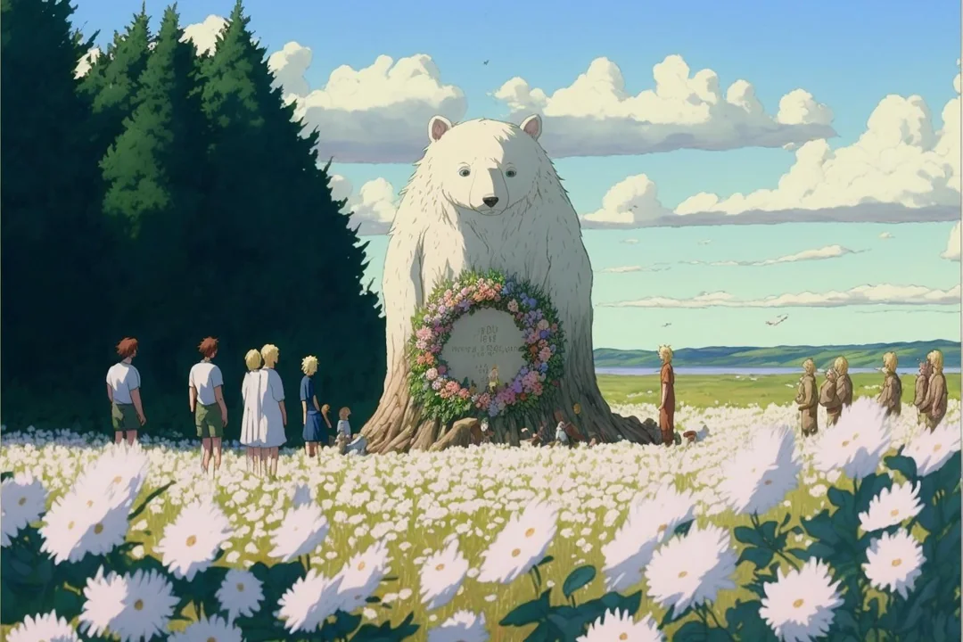 The mid-somma drawn by AI in Ghibli style.