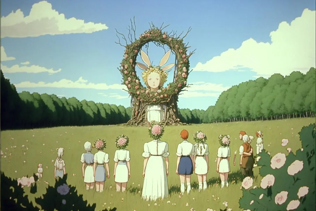 The mid-somma drawn by AI in Ghibli style.