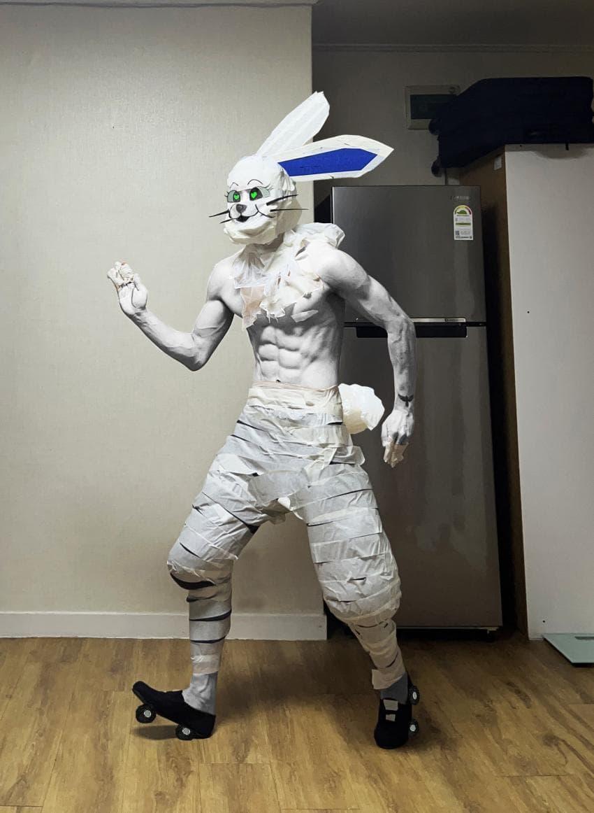 Do a cheap New Jin's rabbit costume lol.