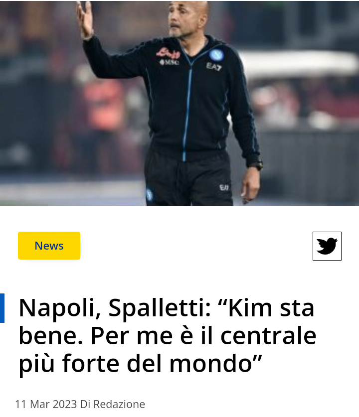 Spalletti Kim Min-jae is the best center back in the world.