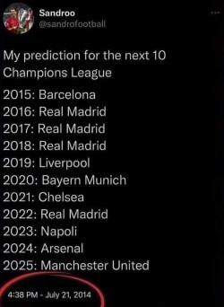 Someone posted a prediction about the champion of the Championship.