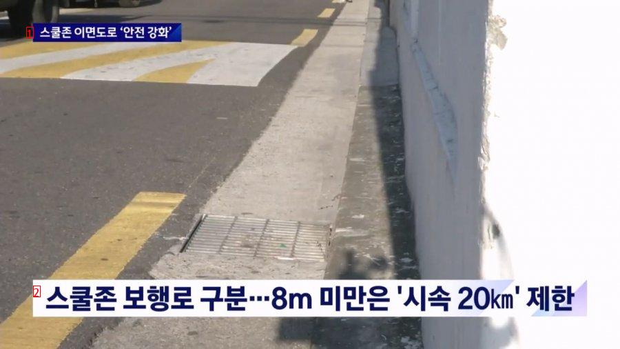 The road on the back side of the school zone less than 8 meters wide in Seoul will be lowered to 20 kilometers per hour