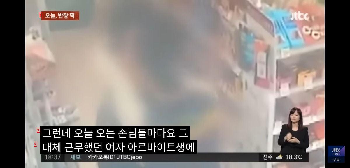 Convenience store owner shocked by watching CCTV during working hours of female part-