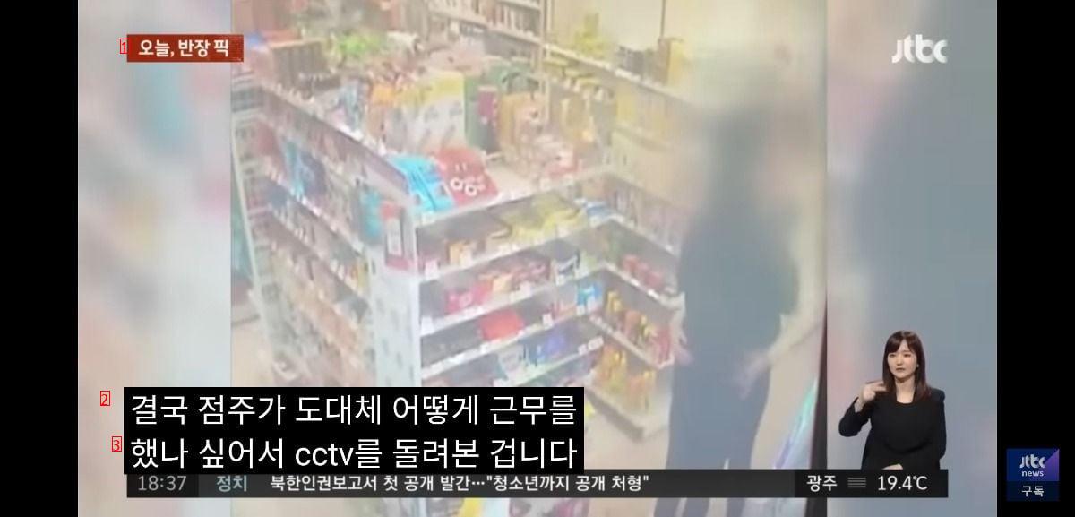 Convenience store owner shocked by watching CCTV during working hours of female part-