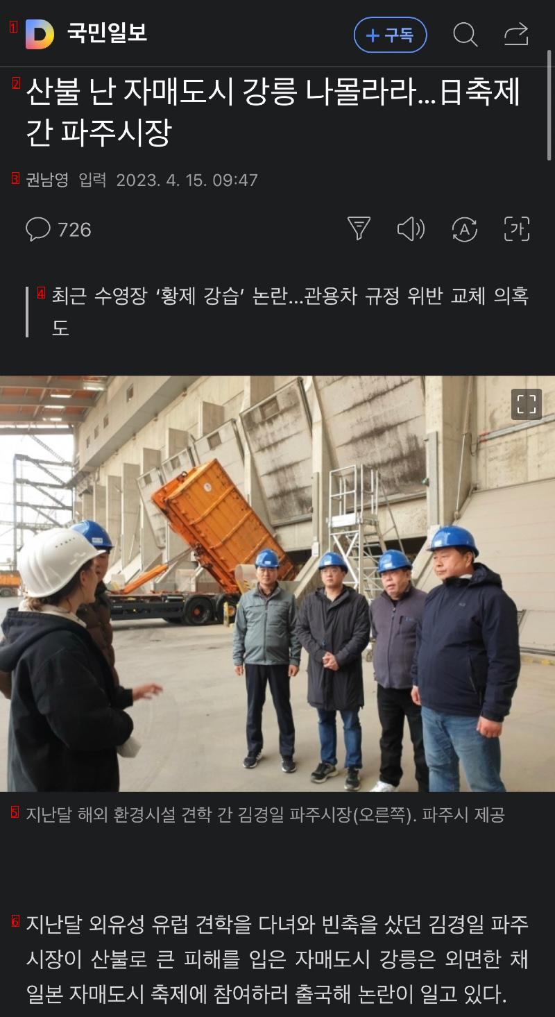 Controversy over the market during the Gangneung Business Trip
