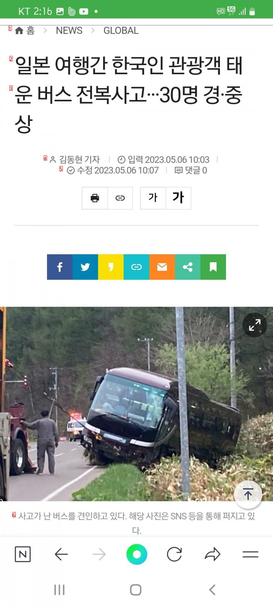 30 Korean tourists seriously injured in bus accident in Japan