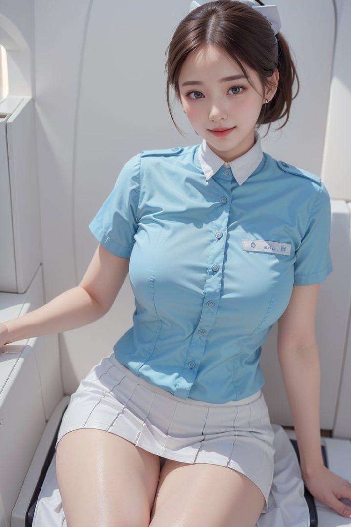Pretty flight attendant drawn by AI