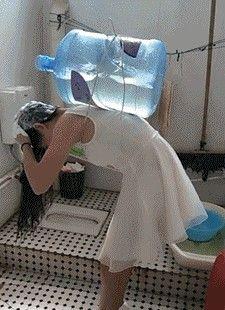 Chinese Woman Washing Hair Without Shower