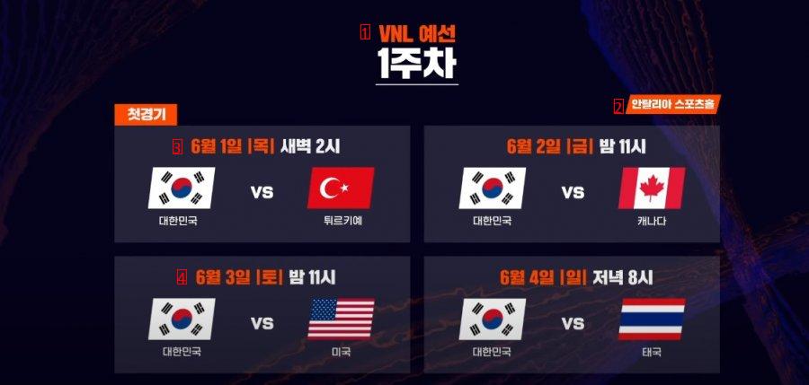 This is the preliminary schedule for the women's volleyball VNL