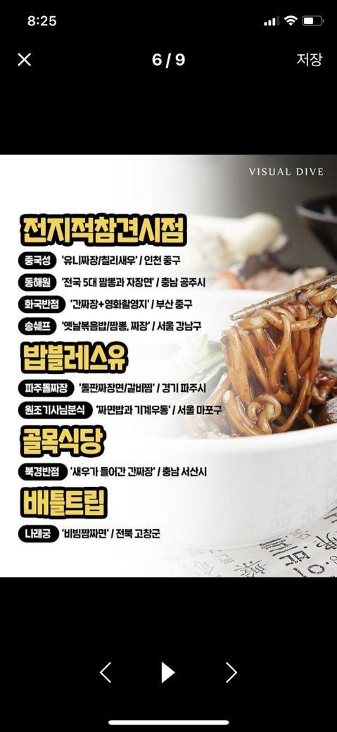 A collection of jajangmyeon restaurants