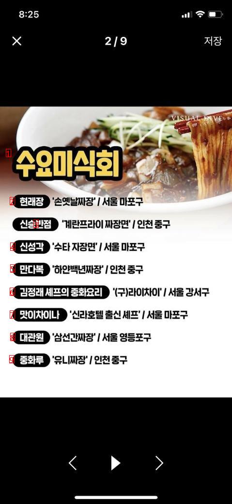 A collection of jajangmyeon restaurants