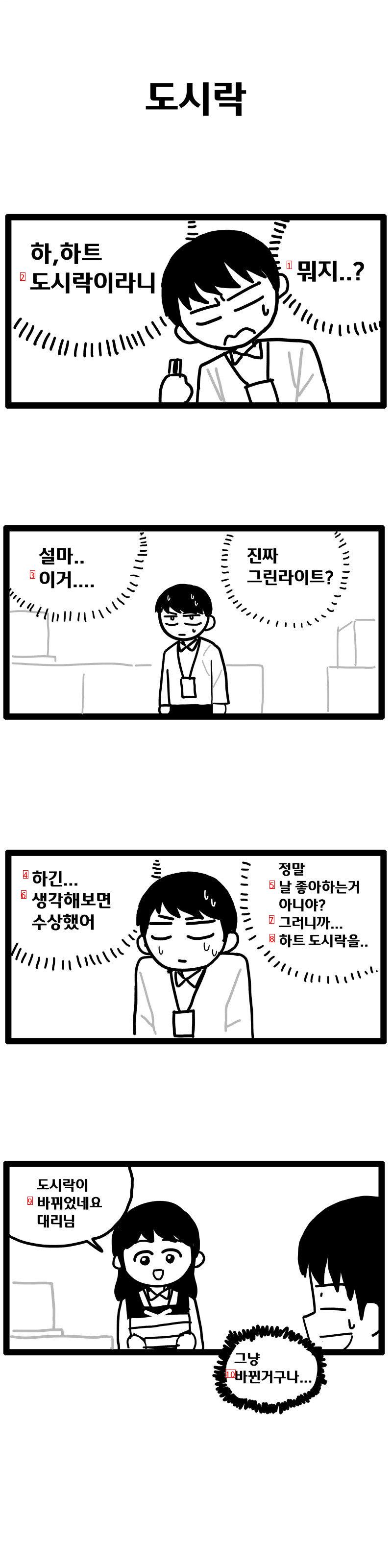 Manhwa, a cartoon where only two men and women work overtime at work
