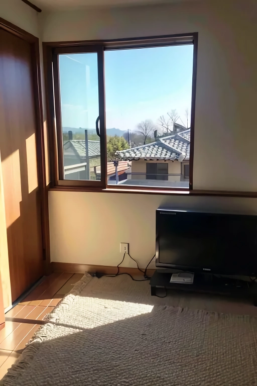 an apartment with a window on its front teeth