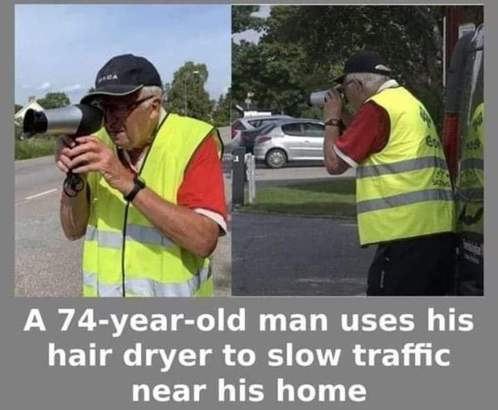 an old man who stops speeding in the neighborhood