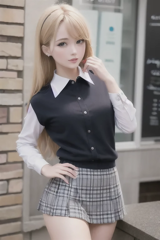 Model margarine short skirt school look sexy gartering