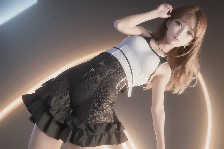 Apink Oh Hayoung Corset Top Chest Bony Black Tennis Skirt Turn Down