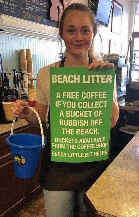 Coffee is free if you fill up the trash