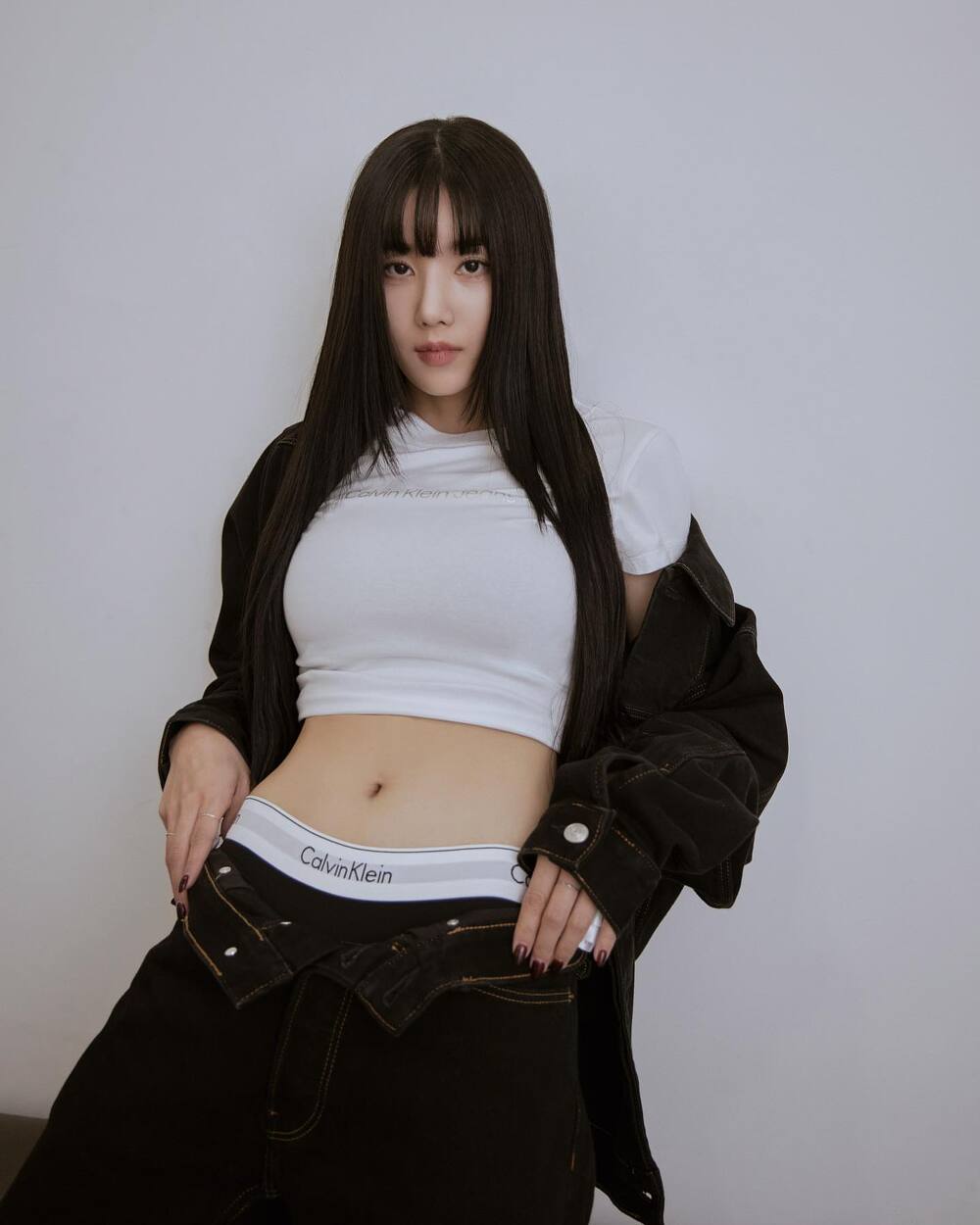 CK Underwear Band Visible Kwon Eun Heavy White Crop Tee - Calvin Klein