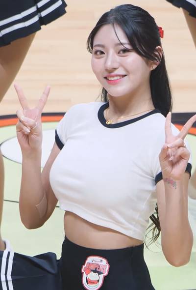 (SOUND)Kim Seo Cheerleader Heavy Crop White Tee Tennis Skirt