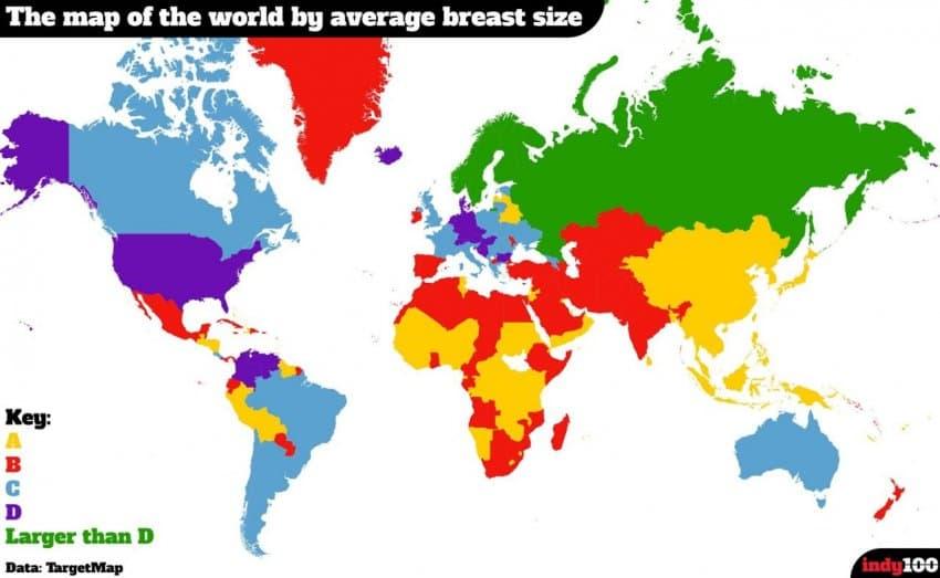 Worldwide Average Chest Size Map