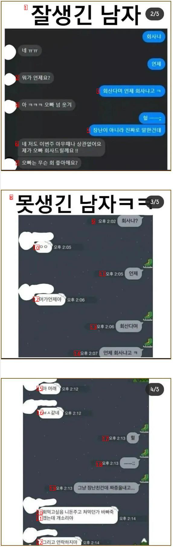 The difference between handsome men and ugly men on Kakao Talk