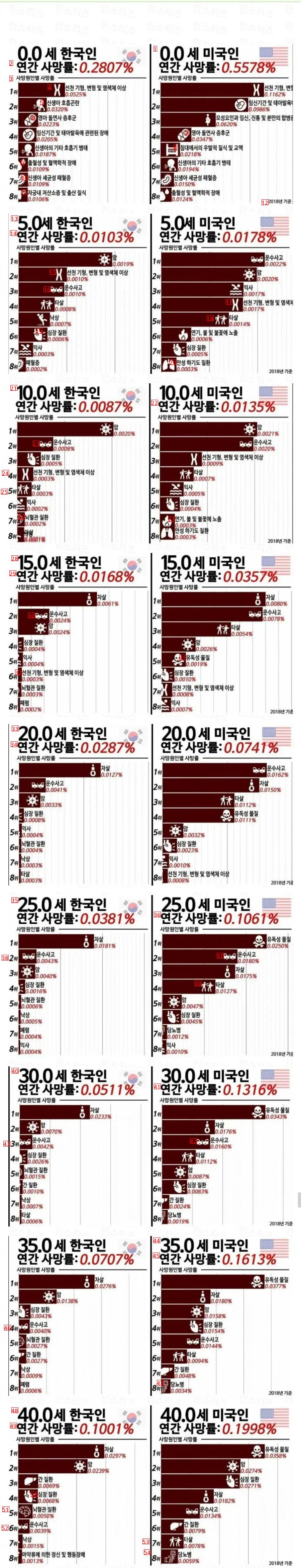 Comparison of causes of death between South Korea and the U.S. until the age of 40jpg